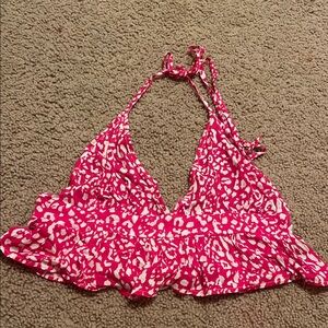 SHEIN Pink and White Halter Tank Top